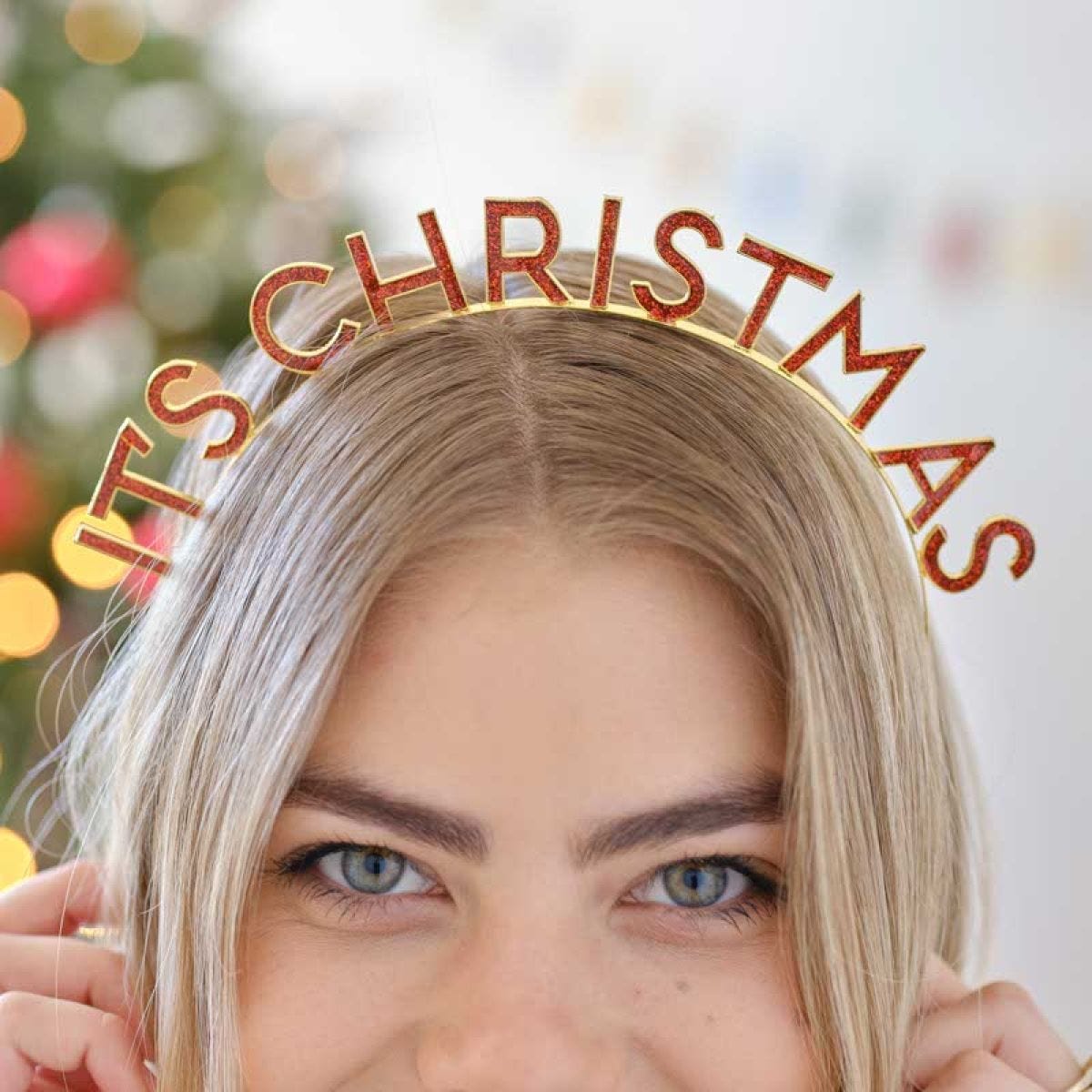 Red & Gold It&apos;s Christmas Metal Headband