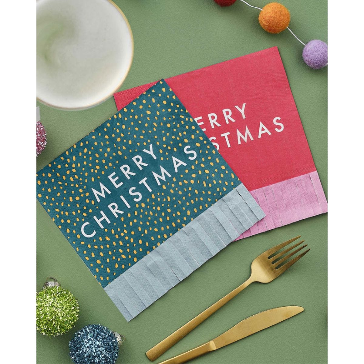 Multicoloured Merry Christmas Paper Napkins (16pk)