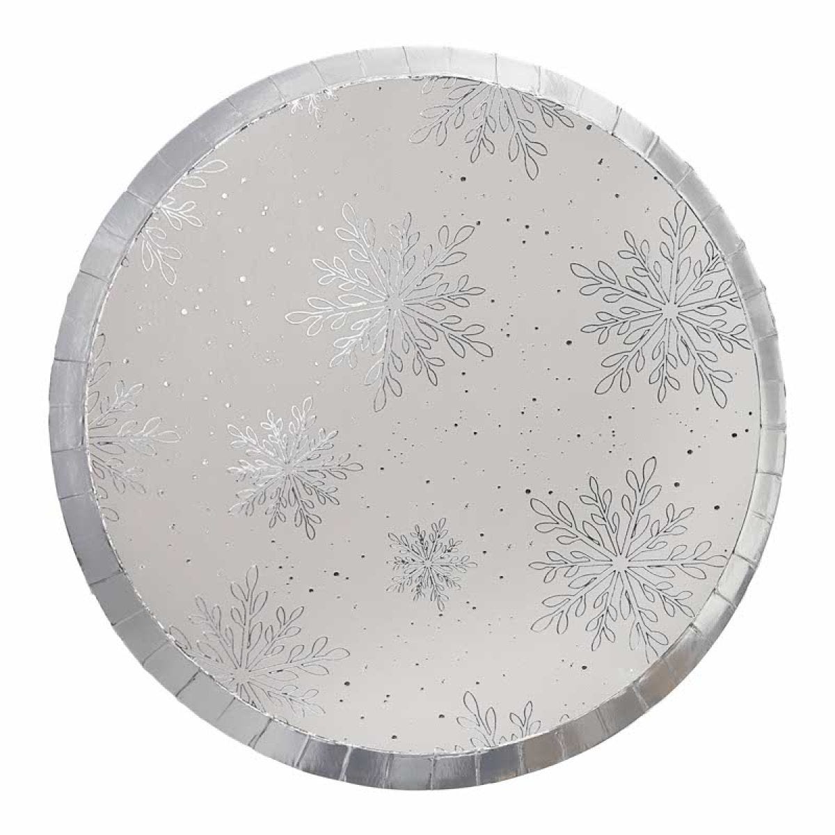 Silver Foil Snowflake Paper Plates - 25cm (8pk)
