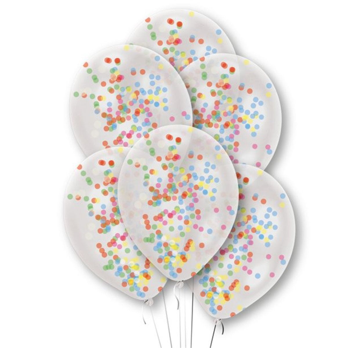 Rainbow Confetti Clear Latex Balloons - 11"