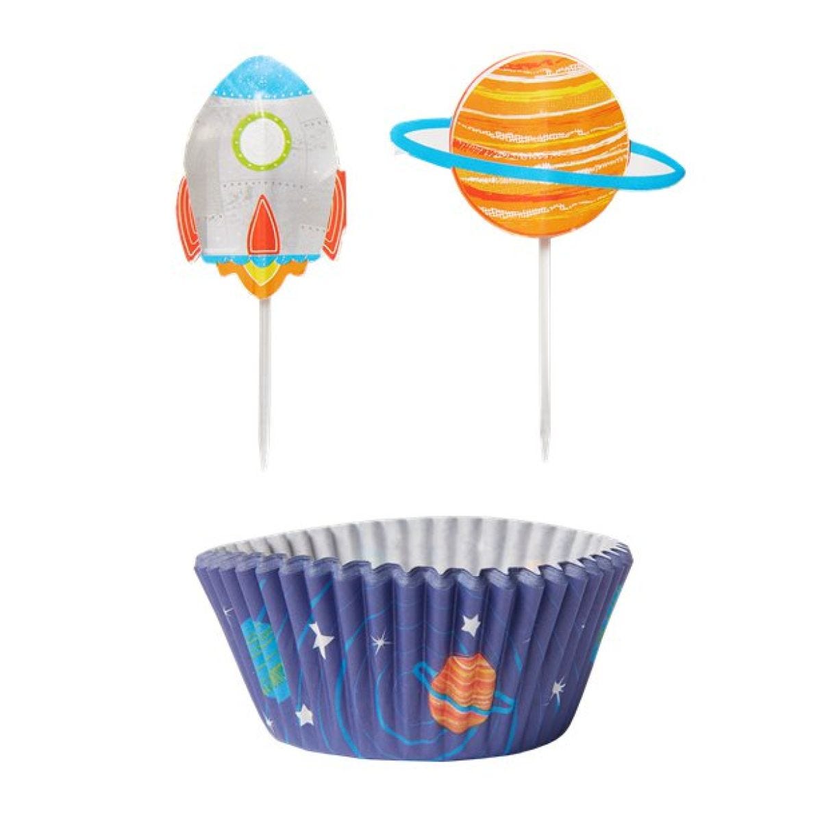 Blast Off Birthday Cupcake Cases & Picks (48pk)