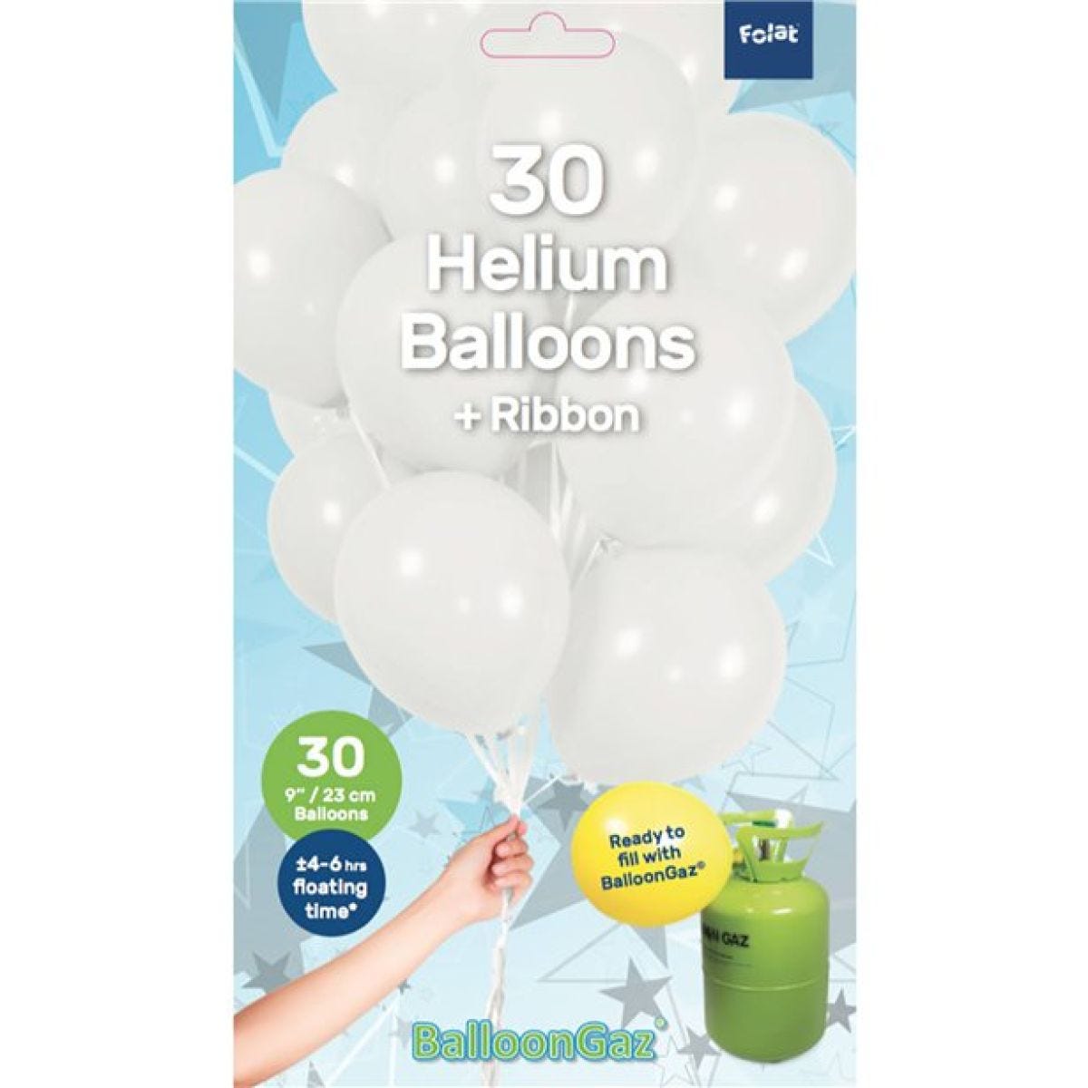 White Balloons with Ribbon - 9" Latex