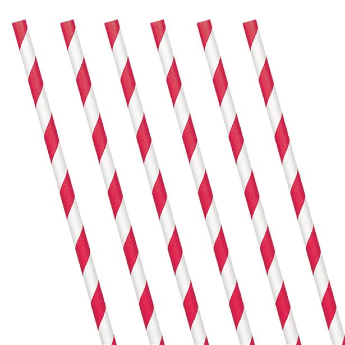 Red Stripe Paper Straws (24pk)