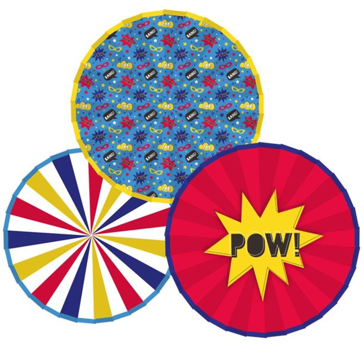 Super Hero Party Paper Fan Decorations (3pk)