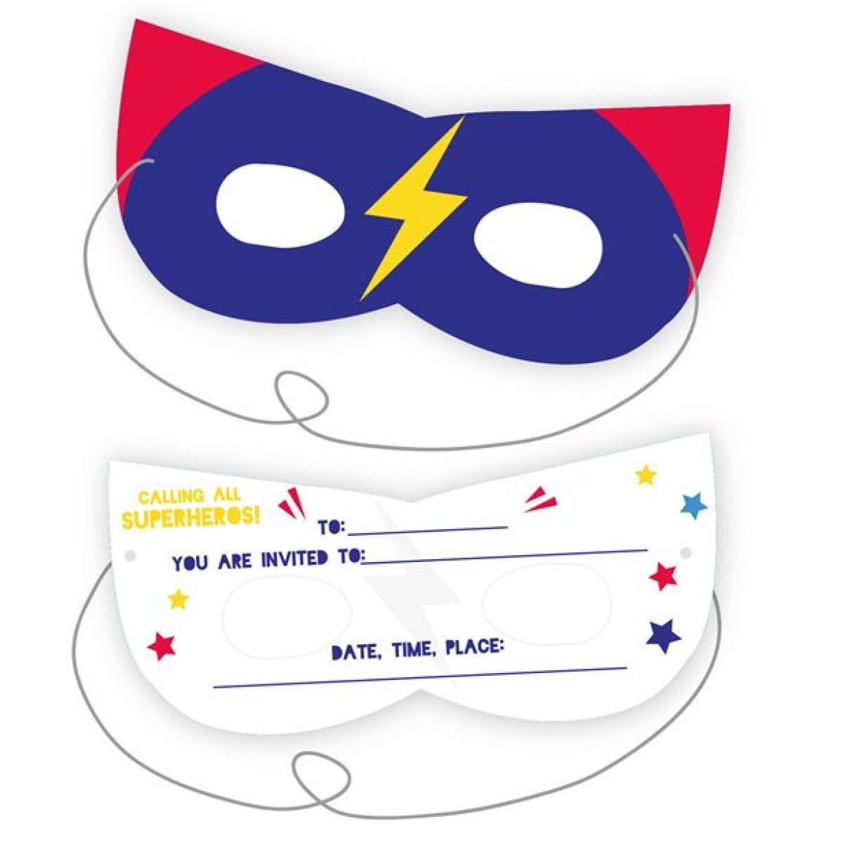 Super Hero Party Mask Invitations (8pk)