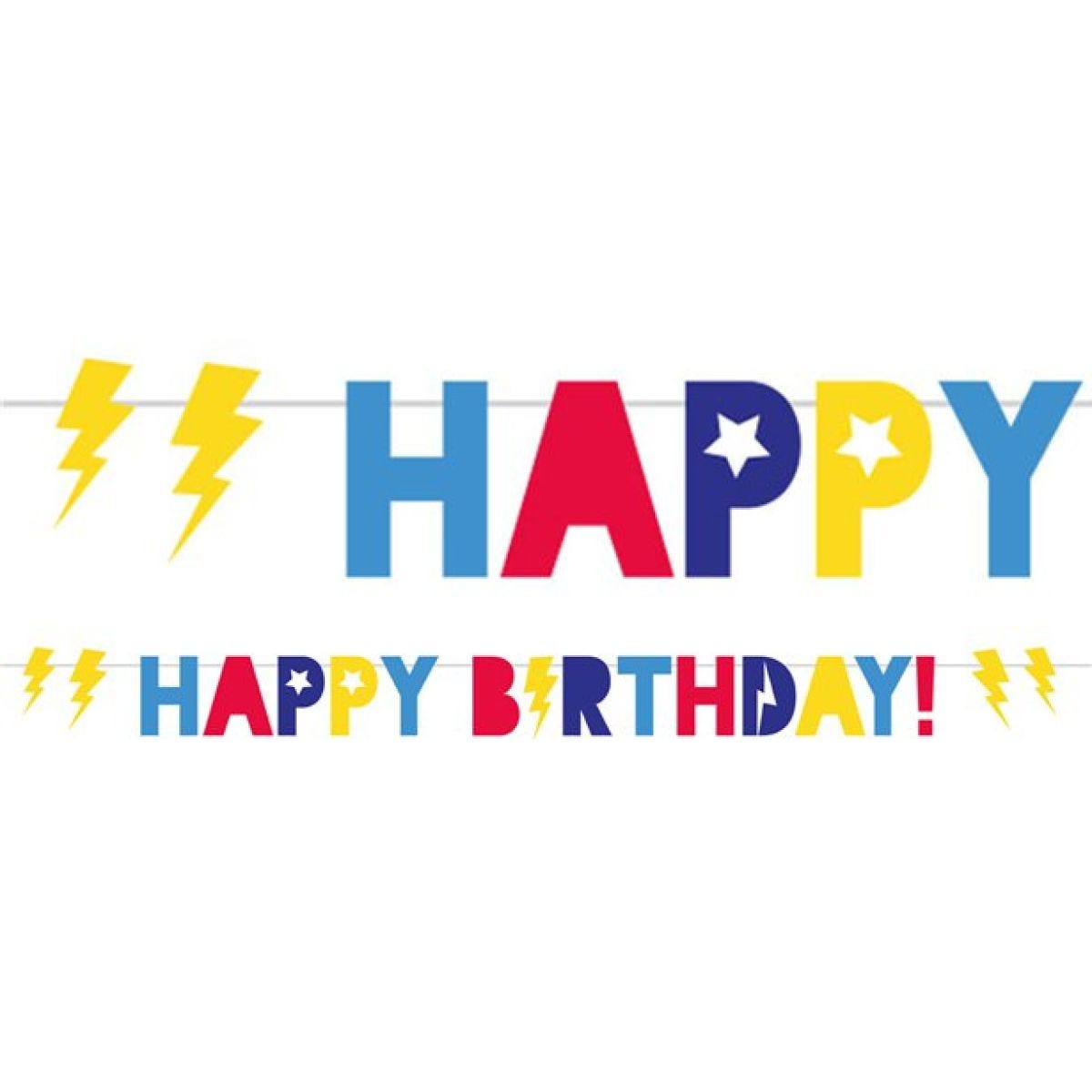 Super Hero Party &apos;Happy Birthday&apos; Paper Banner - 2.5m