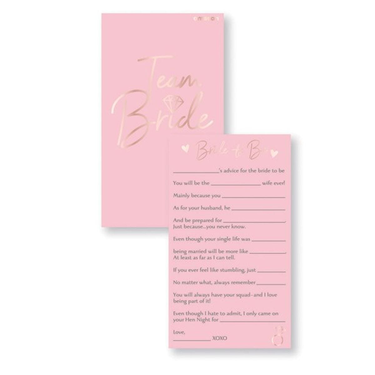 Team Bride Advice Cards