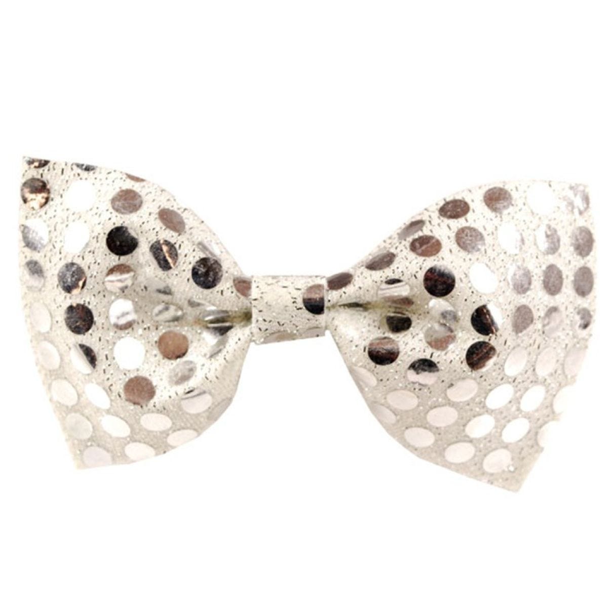 Silver Sequin Bow Tie