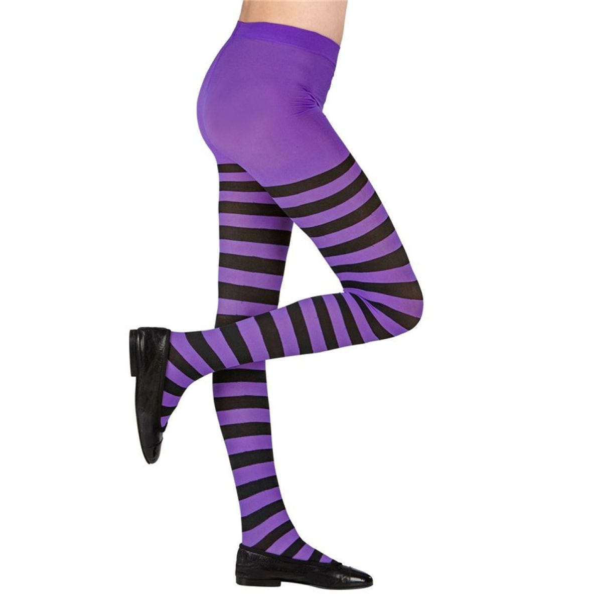 Purple & Black Tights - Child 4-6 Years