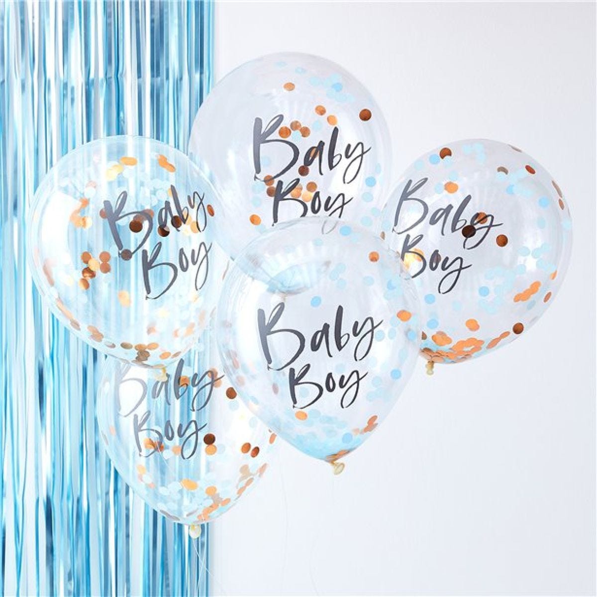 Twinkle Twinkle Baby Boy Blue & Gold Confetti Latex Balloons - 12" (5pk)