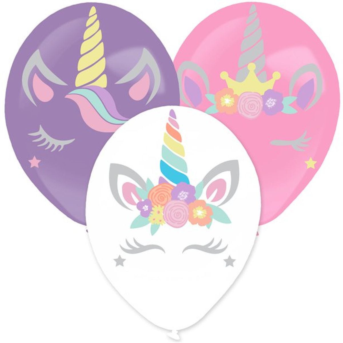 Unicorn Balloons with Stickers set - 14" Latex (3pk)