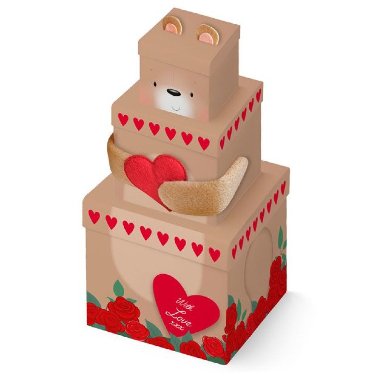 With Love Bear Plush Stacker Boxes - 35cm