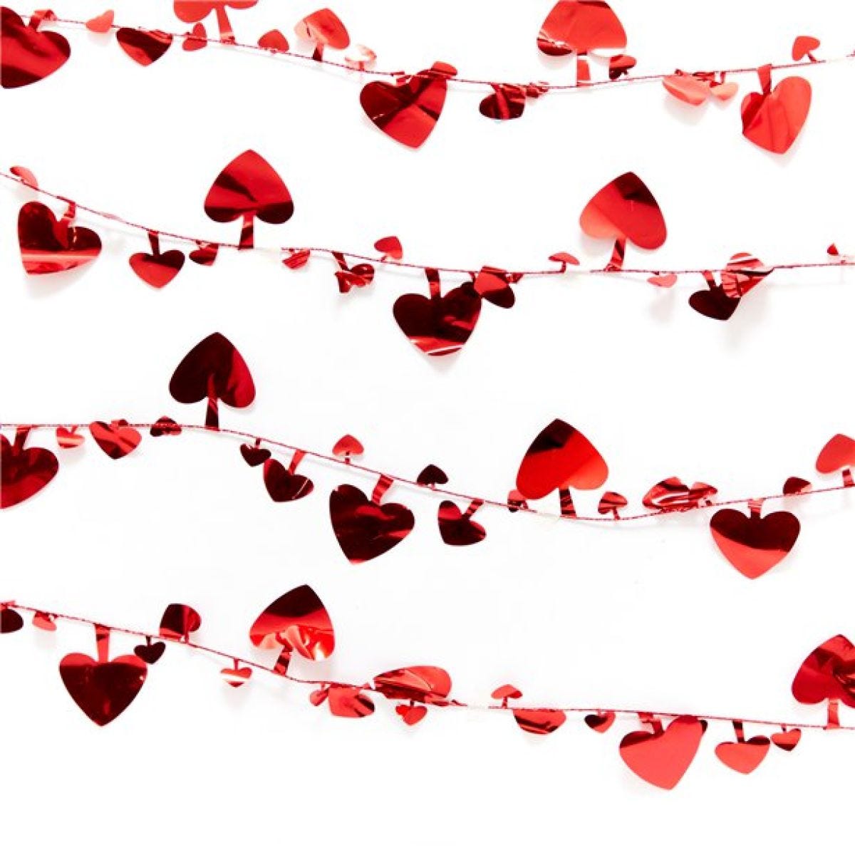 Red Foil Heart Garland - 63cm