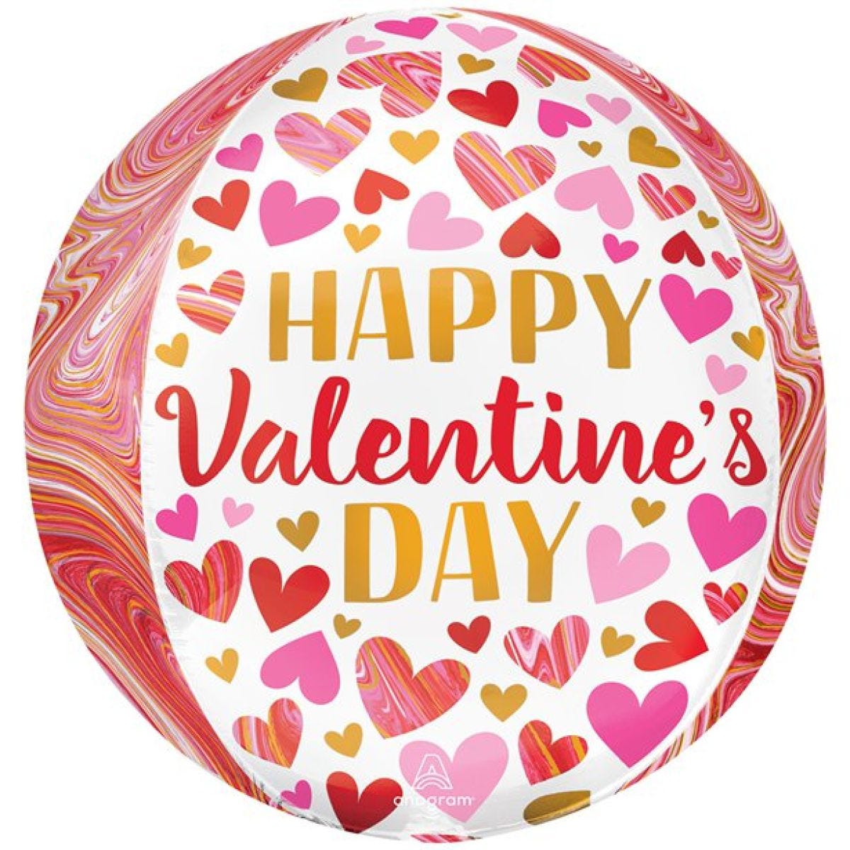 Happy Valentine&apos;s Day Marble Orbz Balloon - 16"