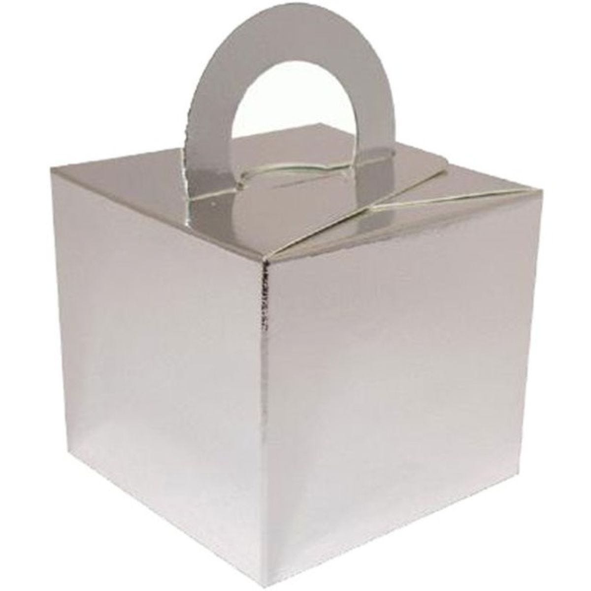 Silver Cube Balloon Weight/Favour Boxes - 6.5cm (10pk)