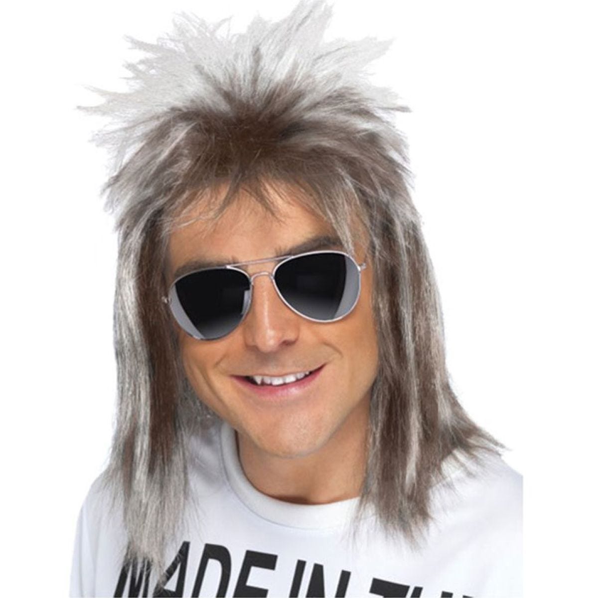 80s Ash Blonde Mullet Wig