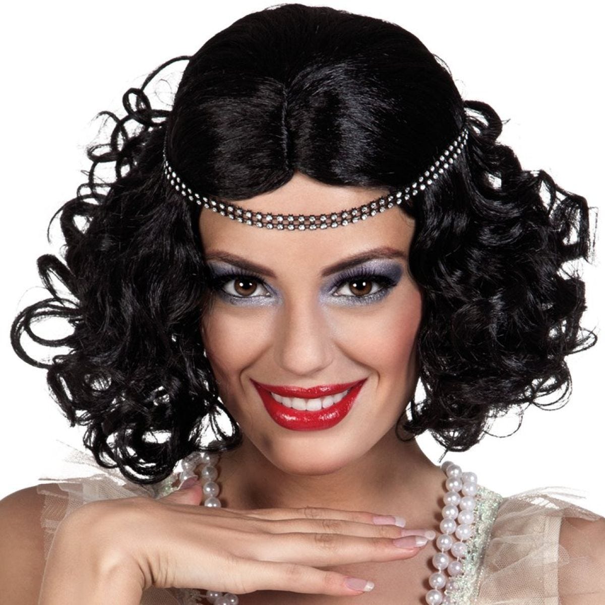 20s Black Wig with Headband