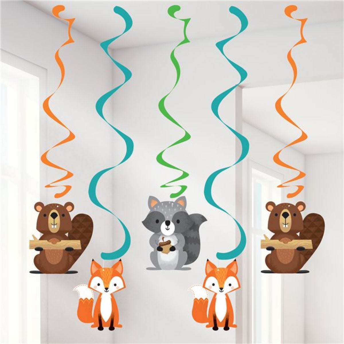 Woodland Animals Hanging Swirls (5pk)