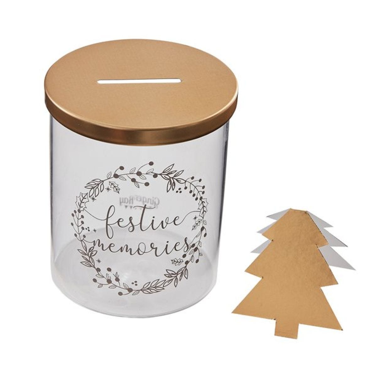 Festive Memories Glass Jar with Gold Tree Notelets