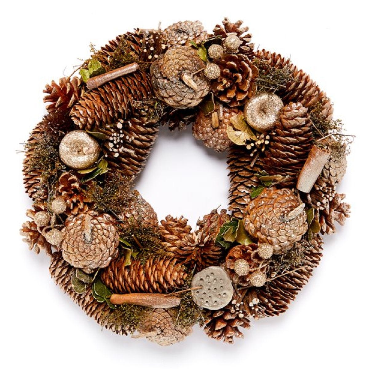 Woodland Gold Glitter Wreath - 29.5cm