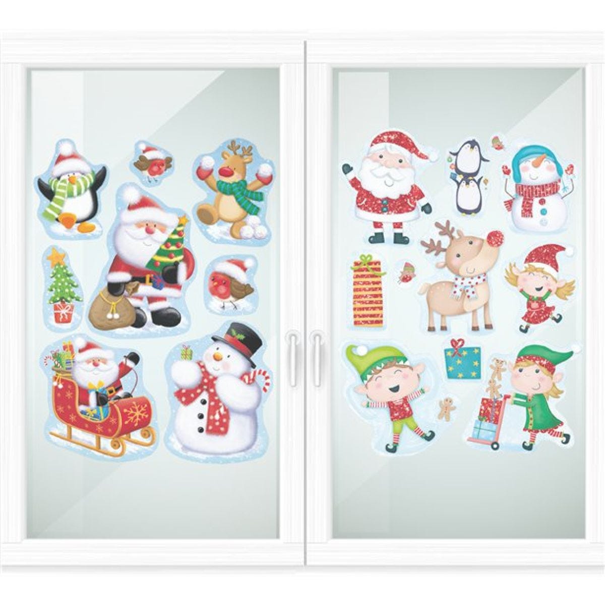 Santa & Friends Glitter Window Stickers - 43cm