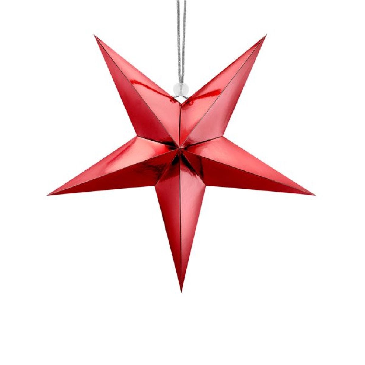 Red Paper Star Hanging Decoration - 30cm