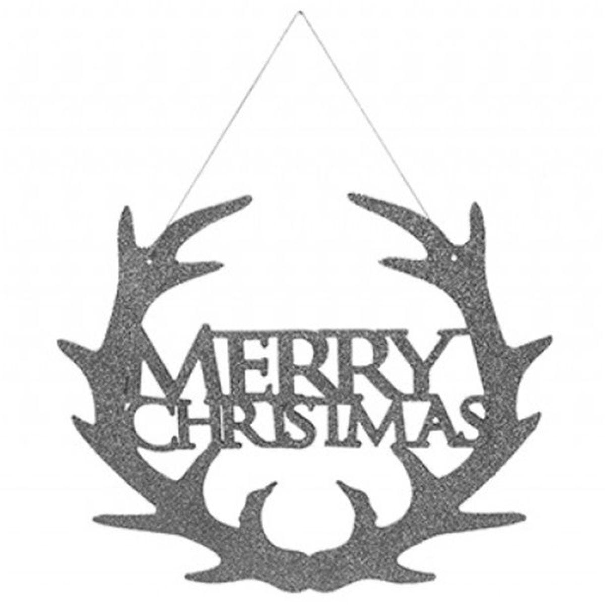 Silver Merry Christmas Hanging Sign - 30cm