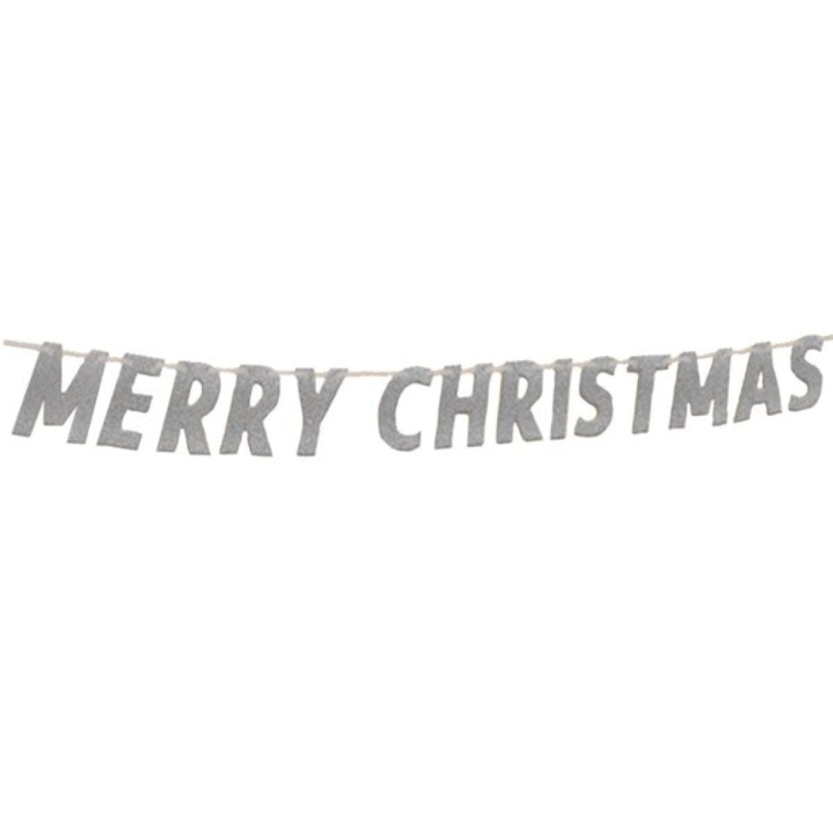 Silver Glitter &apos;Merry Christmas&apos; Banner - 2.8m