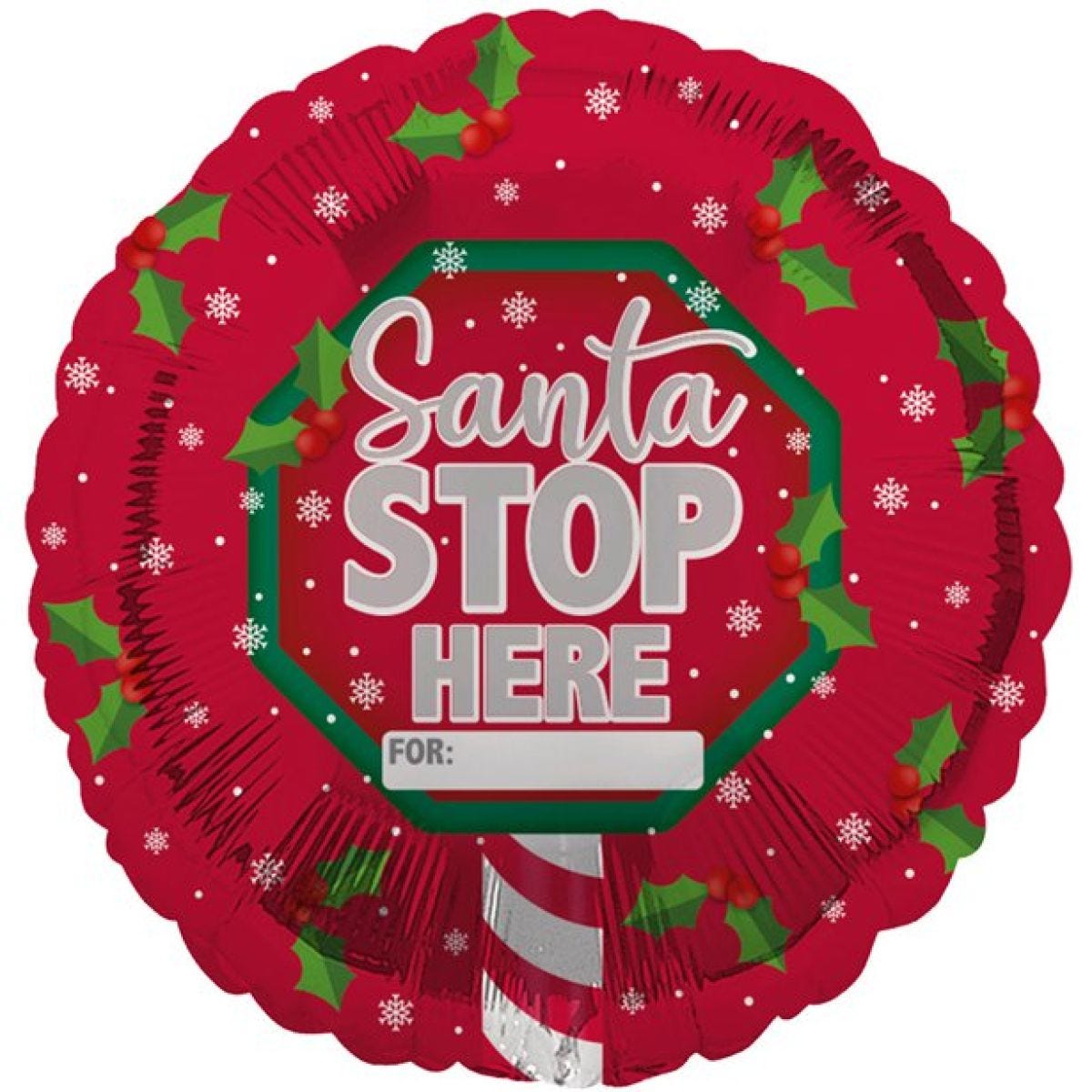 Personalised Santa Stop Here Balloon - 18" Foil