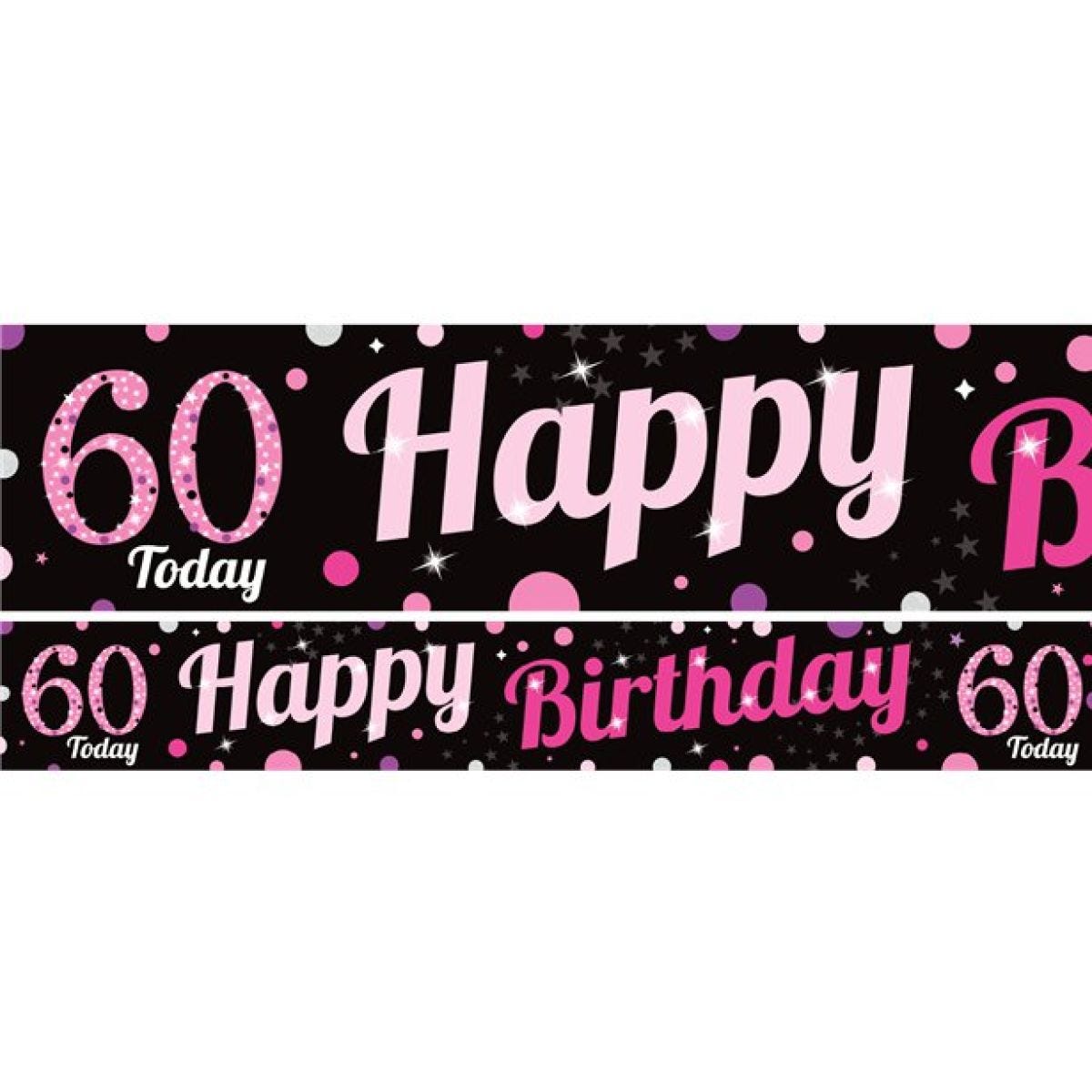60th Birthday Pink Celebration Paper Banners -1m