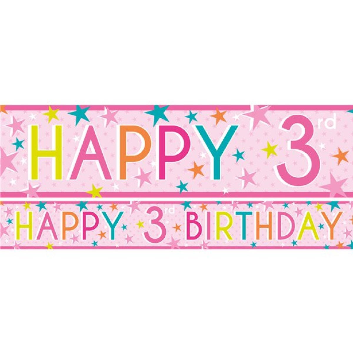 Girls 3rd Birthday Paper Banners - 1m