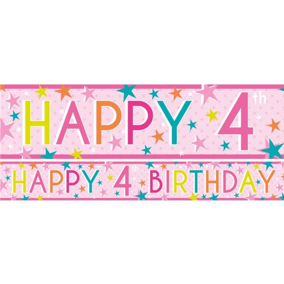 Girls 4th Birthday Paper Banners - 1m