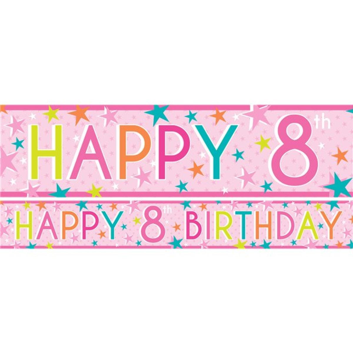 Girls 8th Birthday Paper Banners - 1m