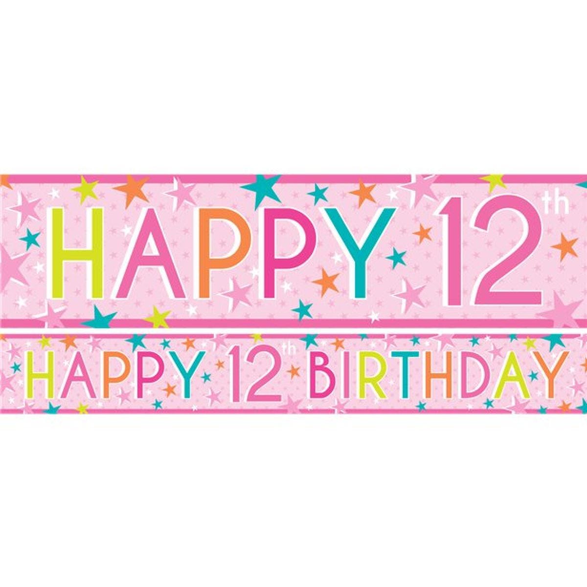 Girls 12th Birthday Paper Banners - 1m