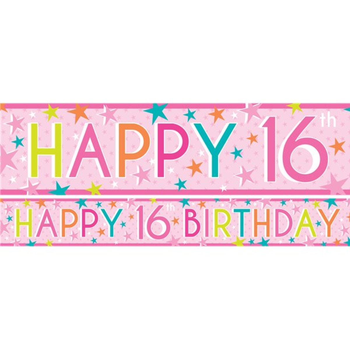 Girls 16th Birthday Paper Banners - 1m