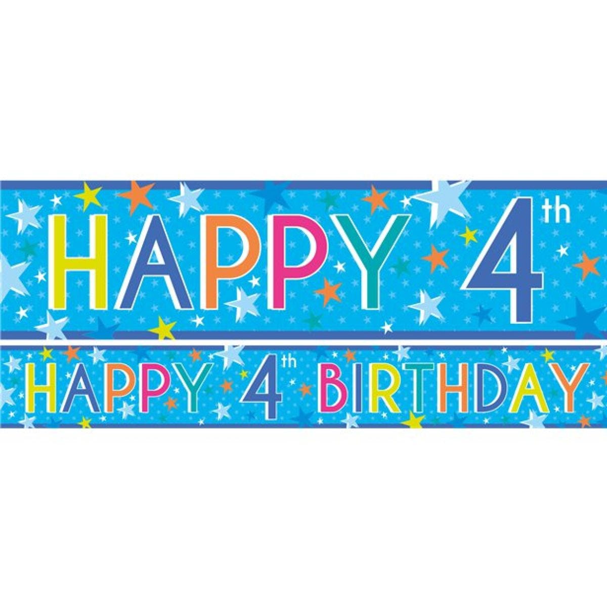 Boys 4th Birthday Paper Banners - 1m