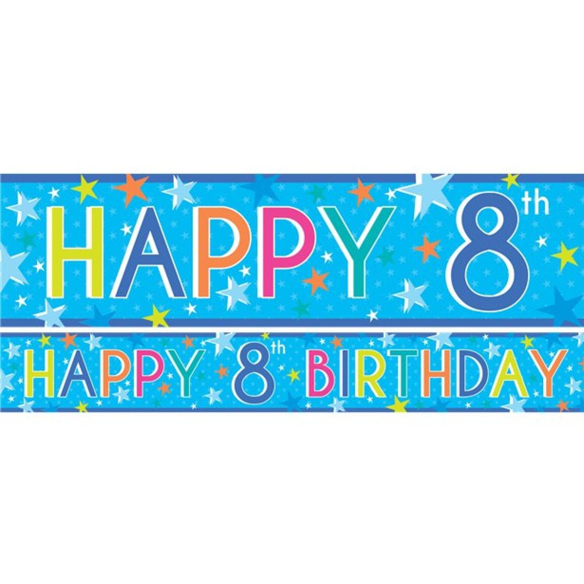 Boys 8th Birthday Paper Banners - 1m