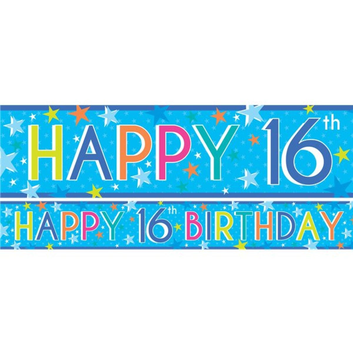 Boys 16th Birthday Paper Banners - 1m