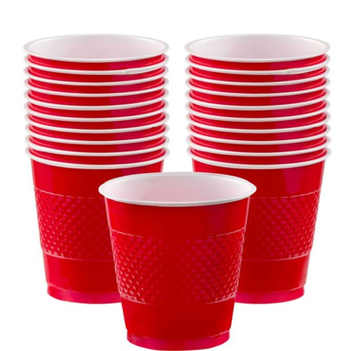 Red Plastic Cups - 355ml (20pk)