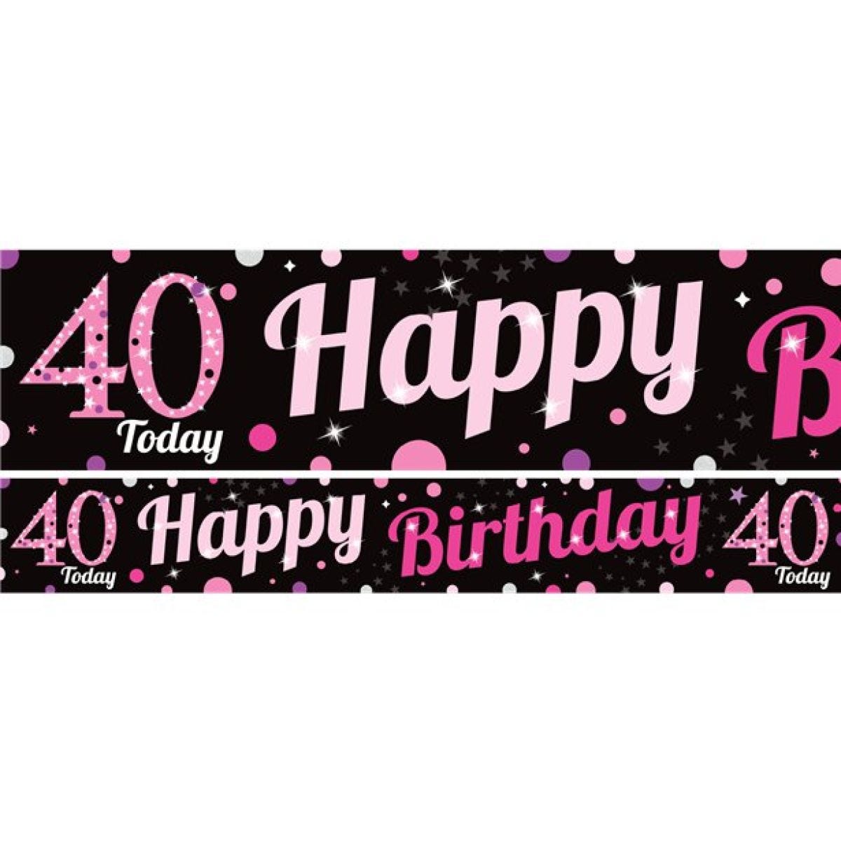 40th Birthday Pink Celebration Paper Banners -1m