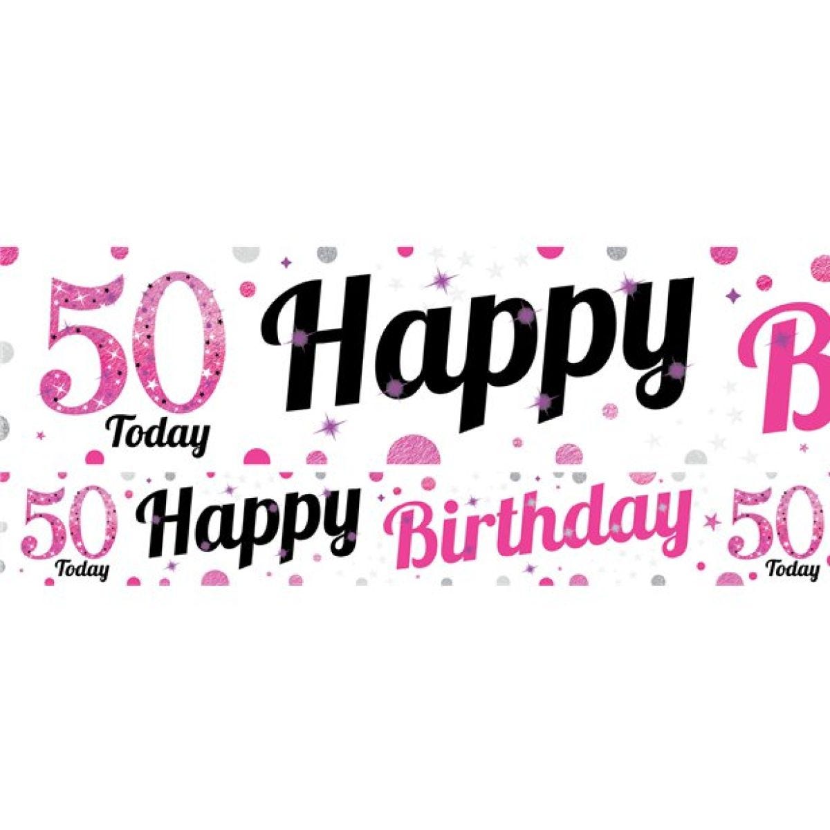 50th Birthday Pink Celebration Paper Banners -1m