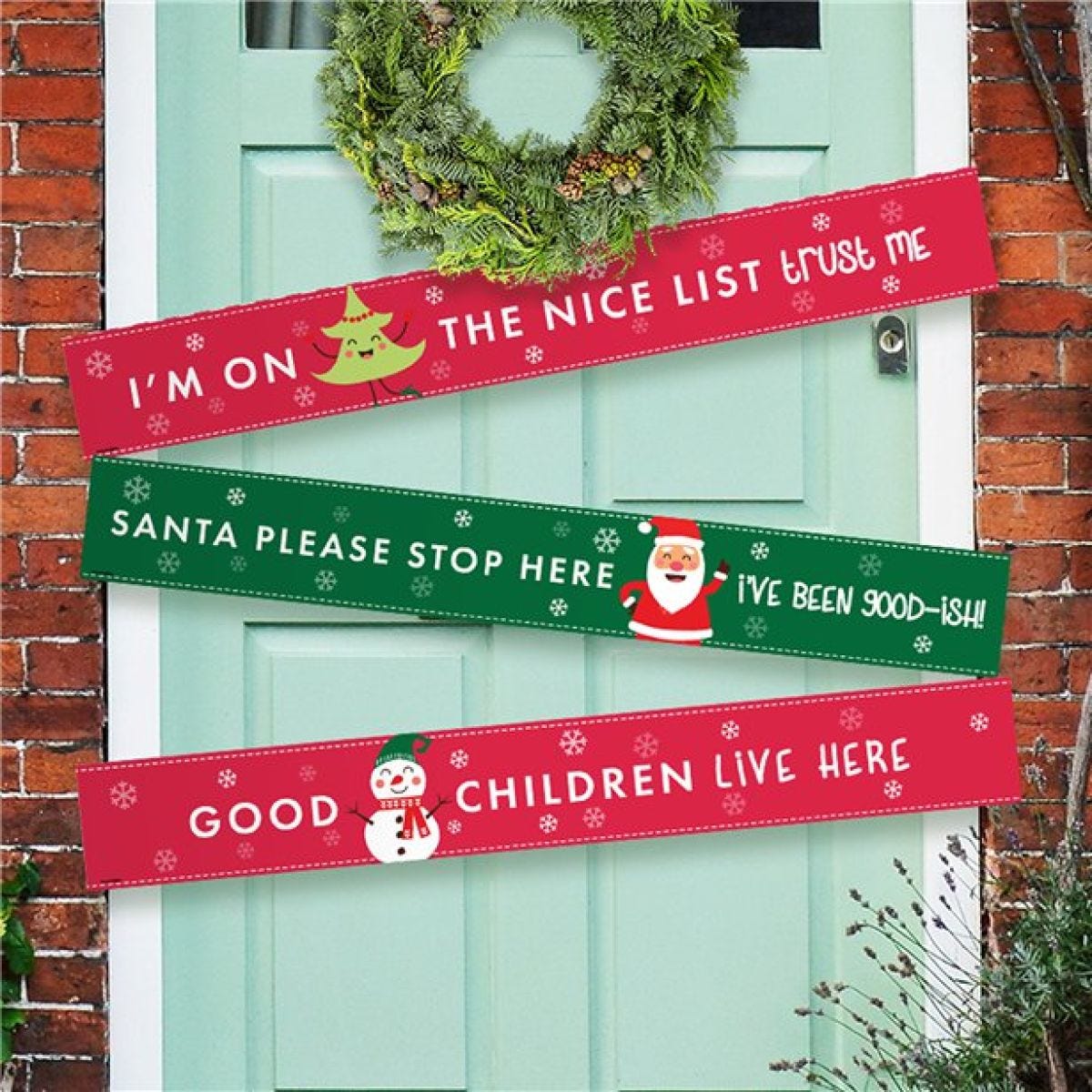 Santa Please Stop Here Paper Door Banners - 1m