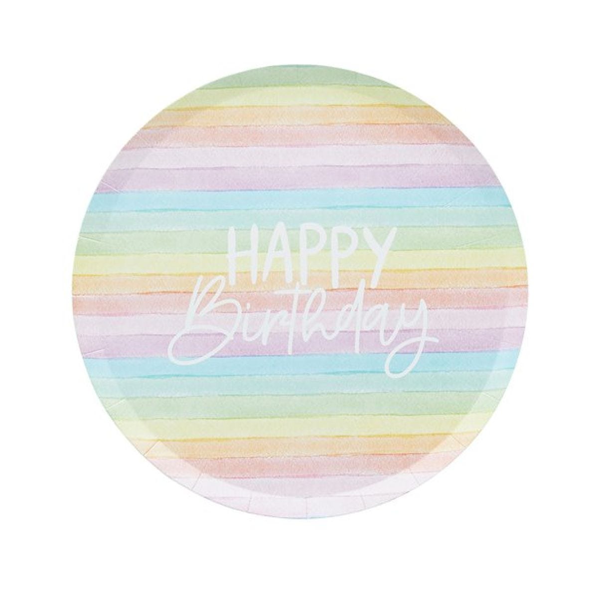 Eco Pastel Rainbow Happy Birthday Paper Plates - 23cm (8pk)