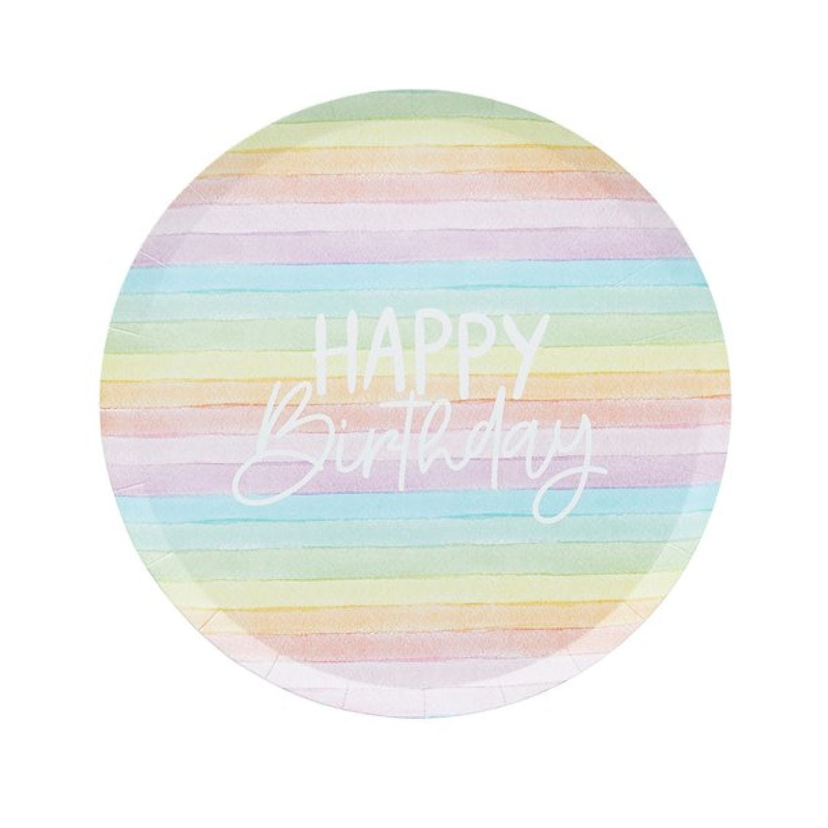 Eco Pastel Rainbow Happy Birthday Paper Plates - 23cm (8pk)