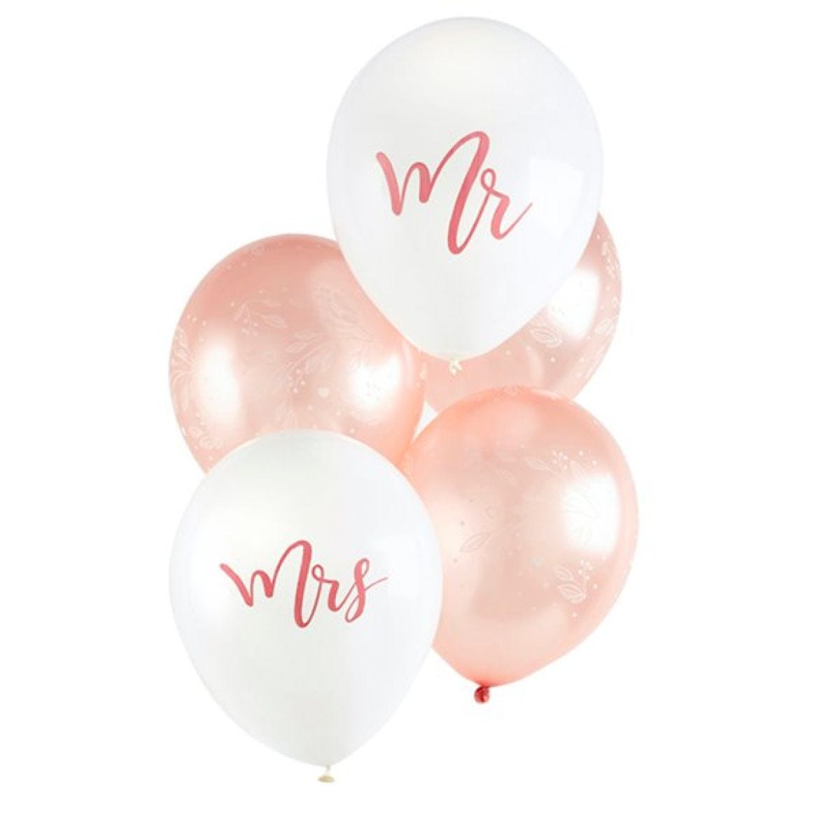 Mr & Mrs Rose Gold Balloons - 11" Latex (5pk)