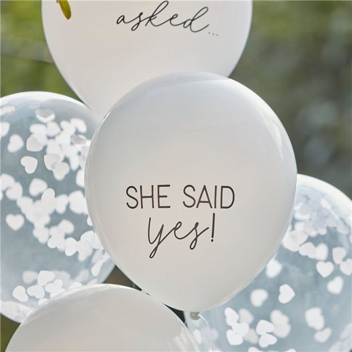 She Said Yes Confetti Latex Balloons - 12" (5pk)