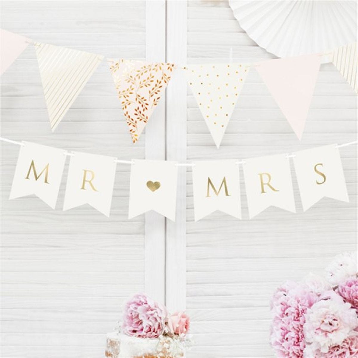 White Mr & Mrs Bunting - 85cm