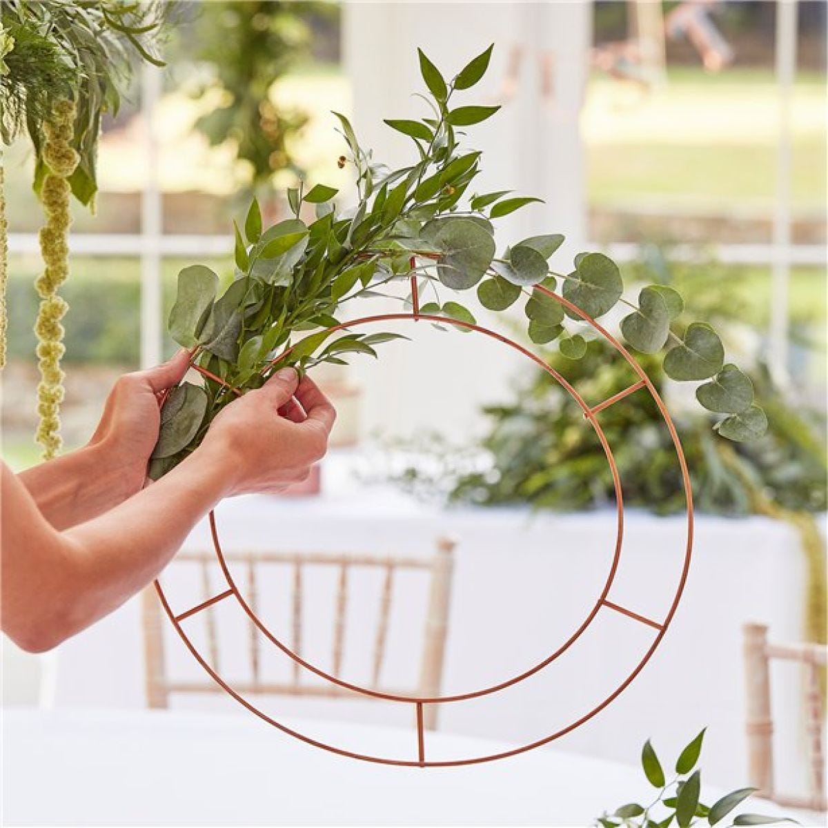 Botanical Wedding Copper Hanging Chandelier Hoops - 40cm (3pk)