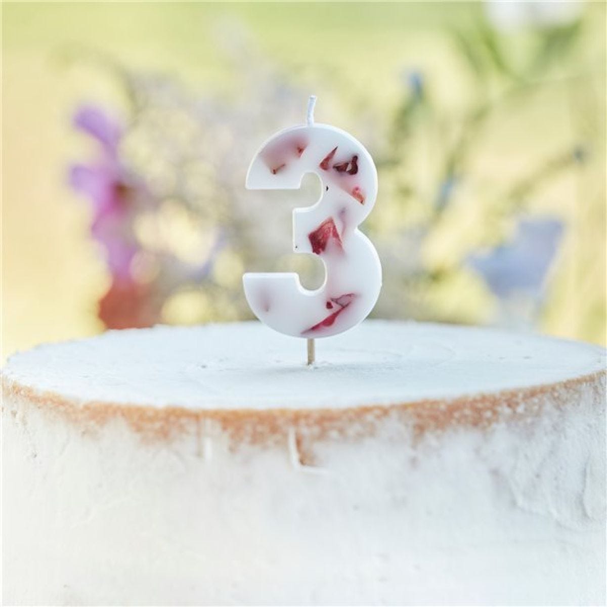 Pressed Petal Number 3 Candle - 9cm