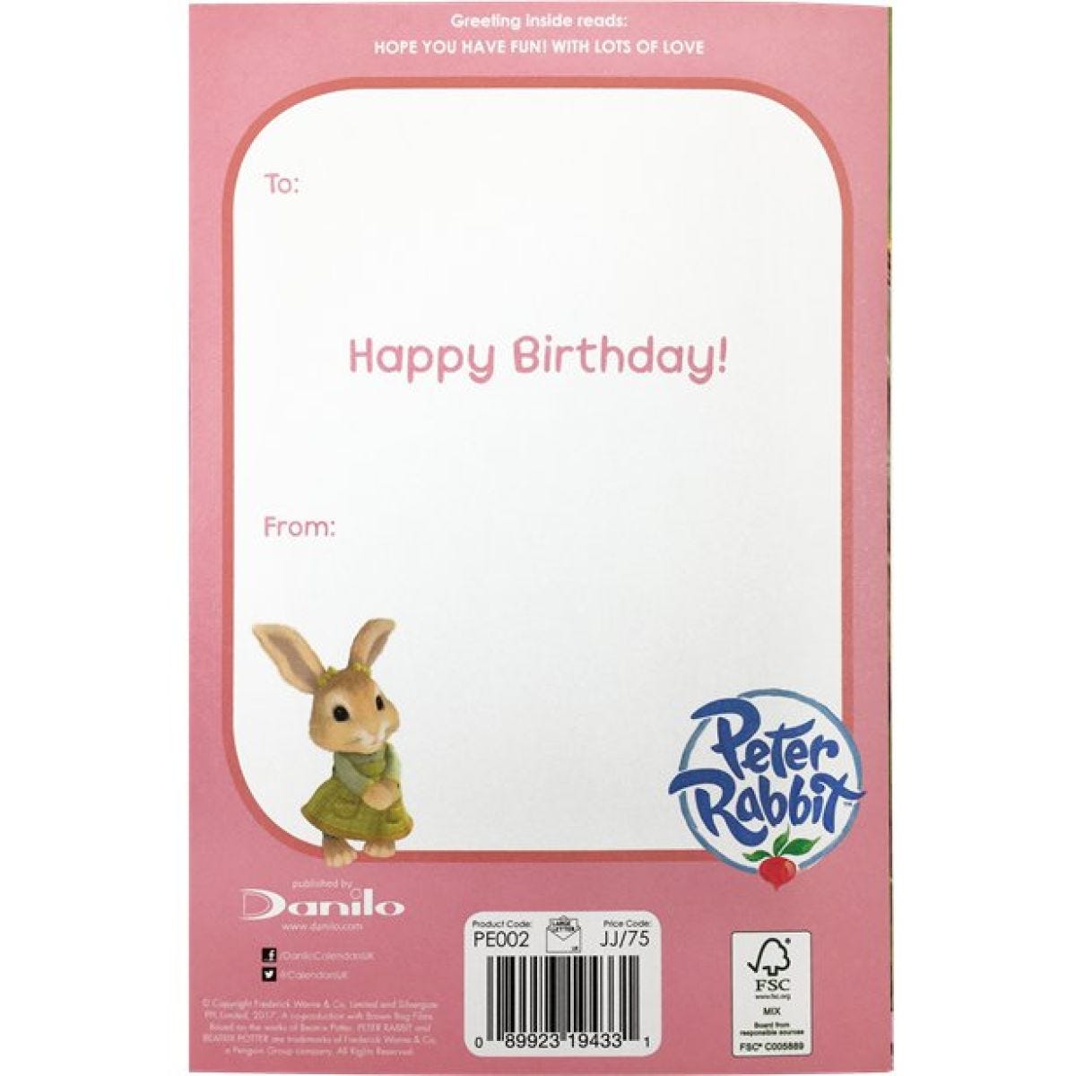 Peter Rabbit &apos;Daughter&apos; Pop-Up Birthday Card